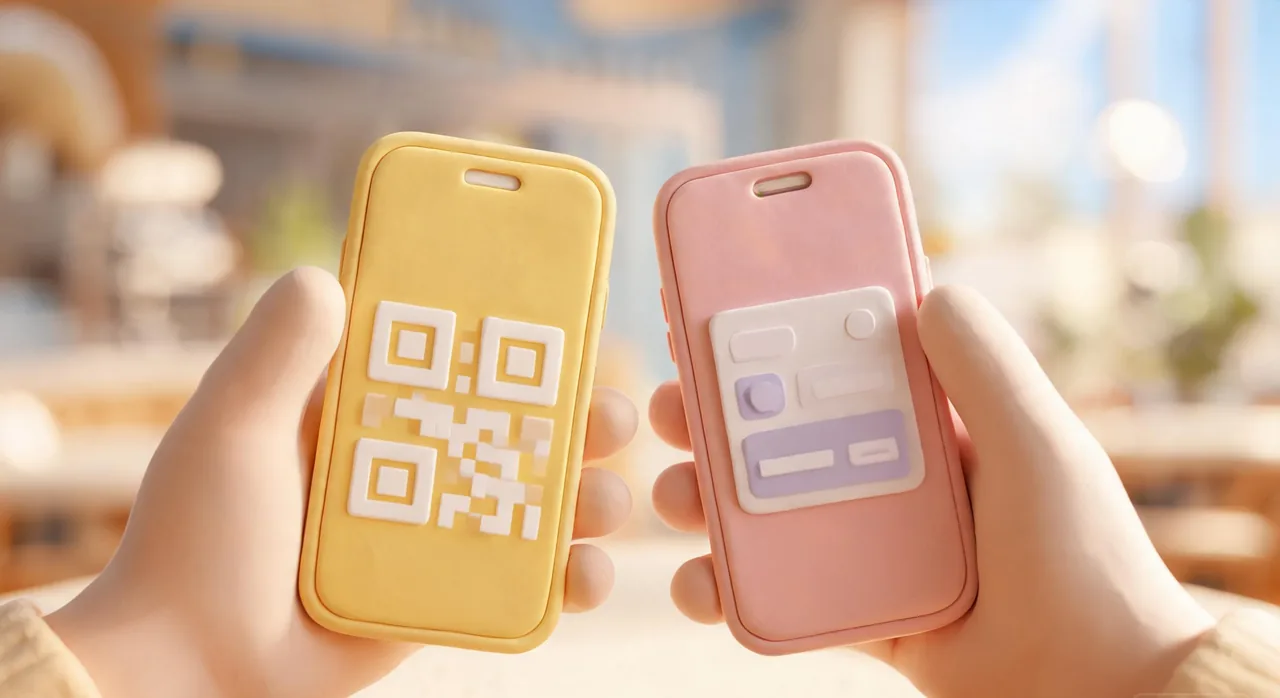 Sharing cards via QR between two phones